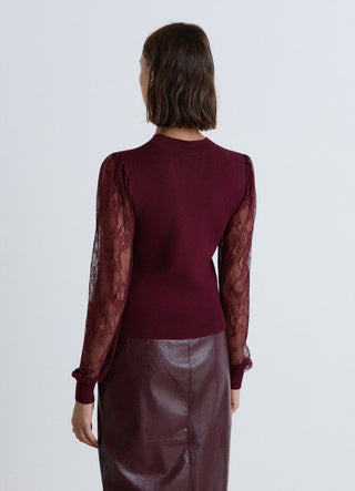 T-shirt con maniche in pizzo