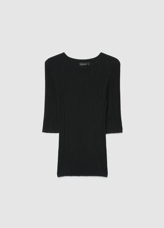 Solid colour ribbed T-shirt
