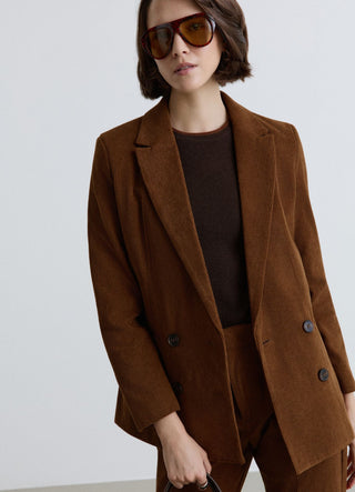 Double-breasted corduroy jacket