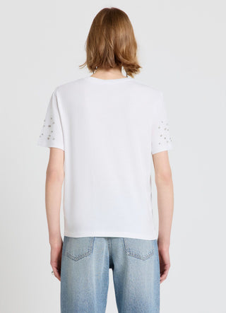 T-shirt with rhinestone sleeves