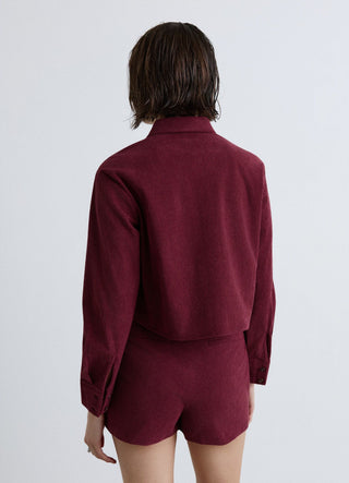 Camicia crop a coste tinta unita