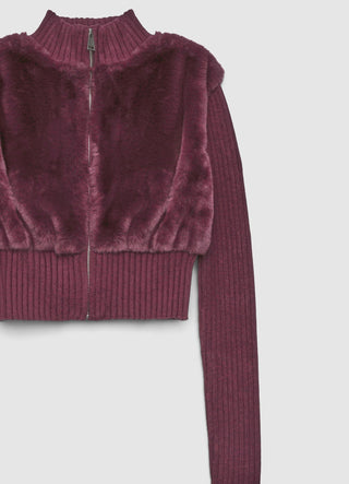 Maglia crop finto pelo