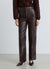 Pantalon droit effet cuir avec nervures