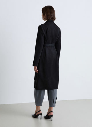 Long solid-colour coat with belt
