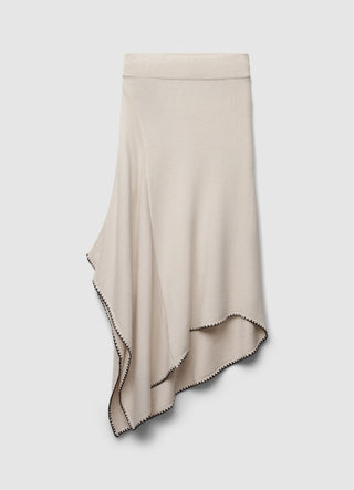 Asymmetrischer Rock mit abgestepptem Saum