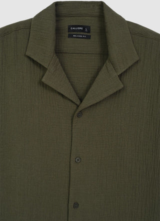 Camicia bowling cotone goffrato