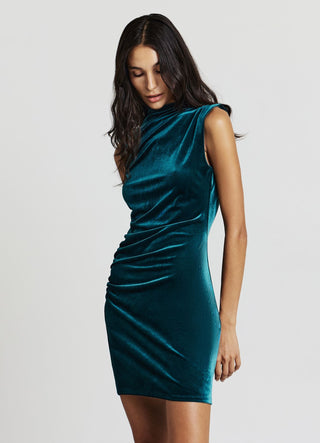 Vestito mini in ciniglia con drappeggio