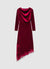 Robe longue asymétrique avec décolleté drapé et dentelle