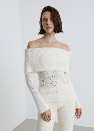 Maglia spalle scoperte pointelle