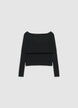 Uni-Farbene Schulterfreie Strickjacke - M
