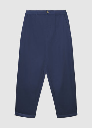 Pantaloni carrot in cotone rasatello