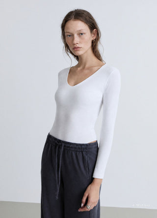 Body a maniche lunghe con scollo a V