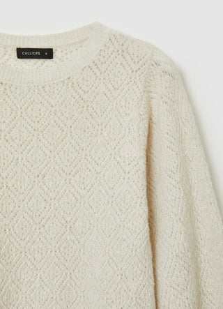 Luminous effect perforated crew neck jumper