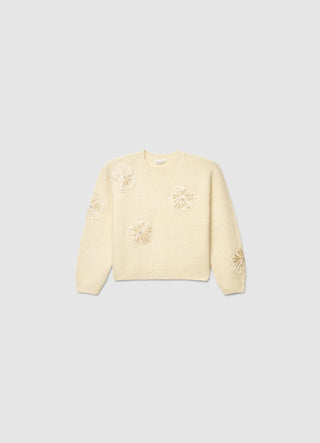 Sweter z aplikacjami kwiatowymi