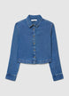 Denim crop shirt with buttons - XS