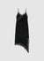 Langes Lingerie-Kleid mit asymmetrischer Spitze