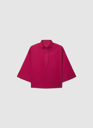 Linen polo collar shirt