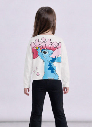 T-shirt a maniche lunghe con stampa Stitch