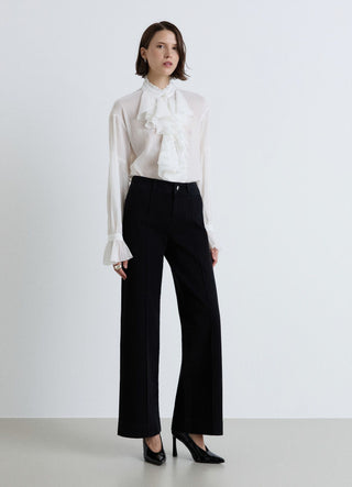 Jeans wide leg con pieghe
