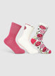 Pack of 3 socks with smiley pattern and shimmering effect - 3-4