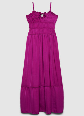 Long dress with smocked bodice
