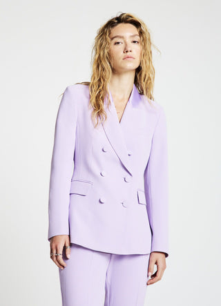 Giacca doppiopetto con revers similsatin