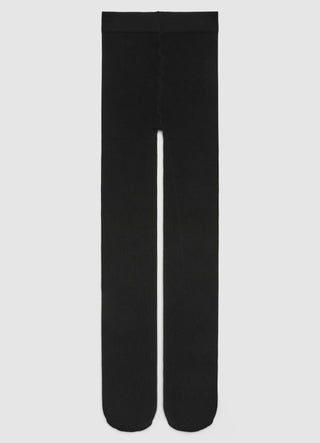 Ribbed tights with applied bows
