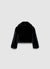 Crop jacket with plush effect and notched collar