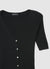 T-shirt a costine con scollo a V e bottoni