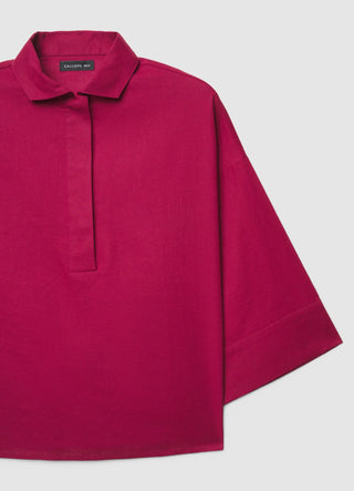 Linen polo collar shirt