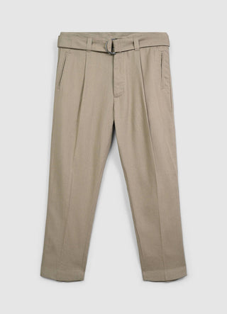 Linen-blend trousers with belt