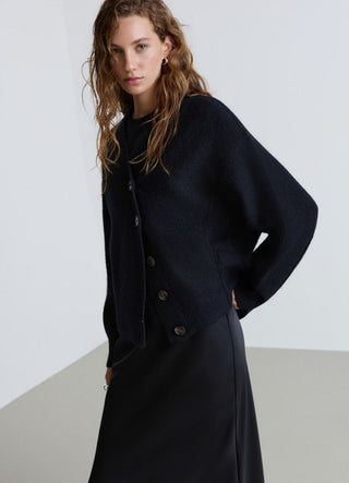 Solid-colour knitted cardigan with buttons