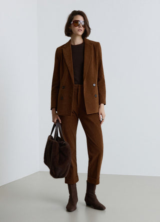 Double-breasted corduroy jacket