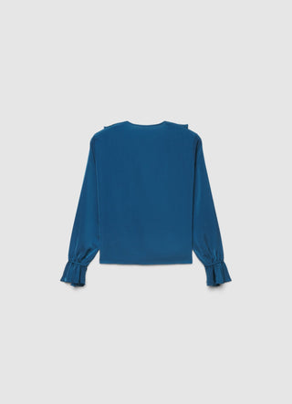 Blusa con volant similsatin