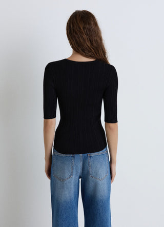 Solid colour ribbed T-shirt