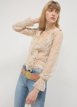 Blusa rouches pizzo
