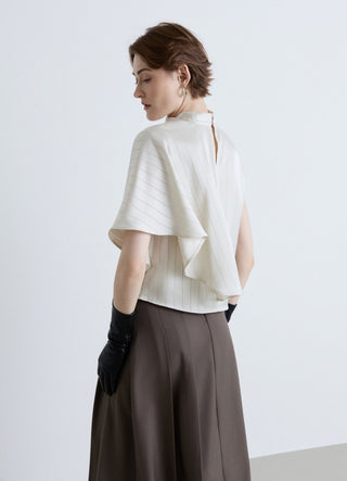Top con mantella monospalla a righe