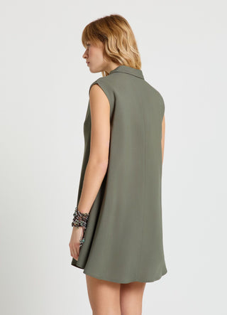 Long sleeveless solid-colour shirt