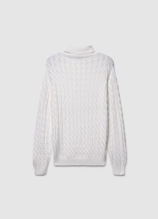 Chunky cable-knit roll neck jumper