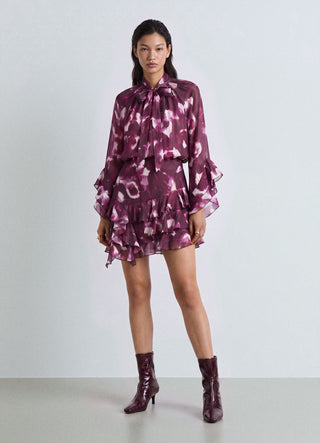 Bluse mit Schleife und Blumenmuster