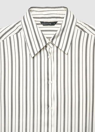 Camicia a righe con colletto classico in simil satin