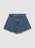 Flared denim shorts with pleats