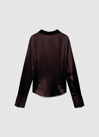 Camicia crop similsatin tinta unita