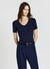 Ribbed V-neck T-shirt