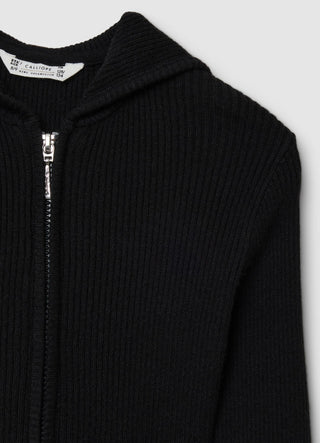 Cardigan con cappuccio e zip