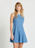 Vestito smanicato in denim con zip laterale