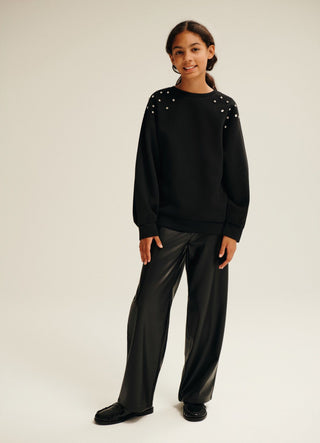 Wide-Leg-Hose aus Kunstleder