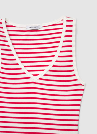 Striped top with V-neckline