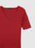 T-shirt scollo V a costine