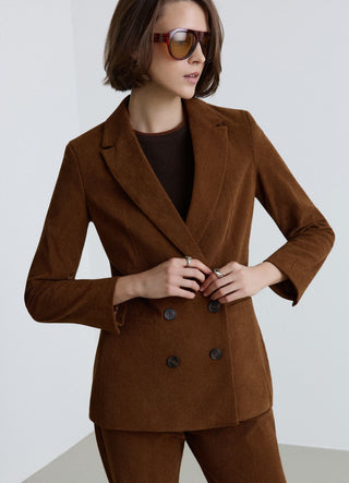Double-breasted corduroy jacket